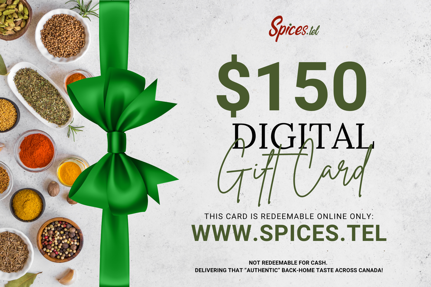 $150 Spices.tel Digital Gift Card