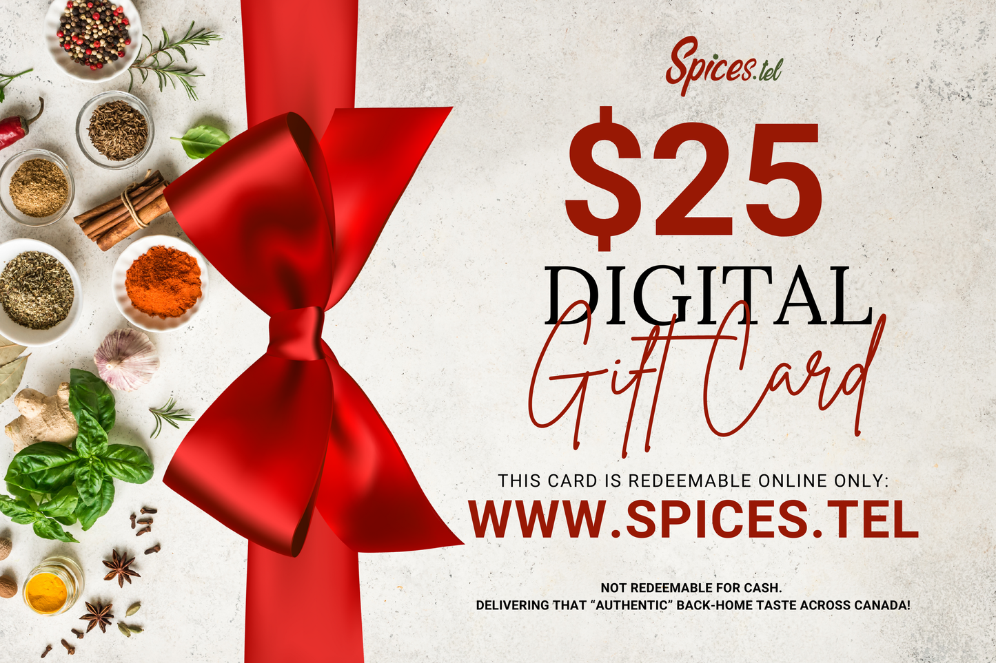 $25 Spices.tel Digital Gift Card